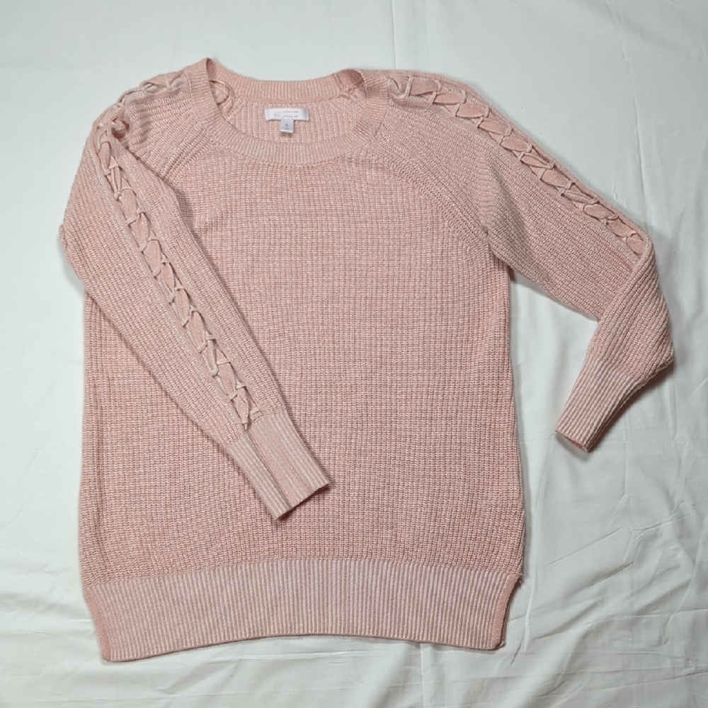 LC Lauren Conrad Pink Sweater featuring braid detailing on the sleeves